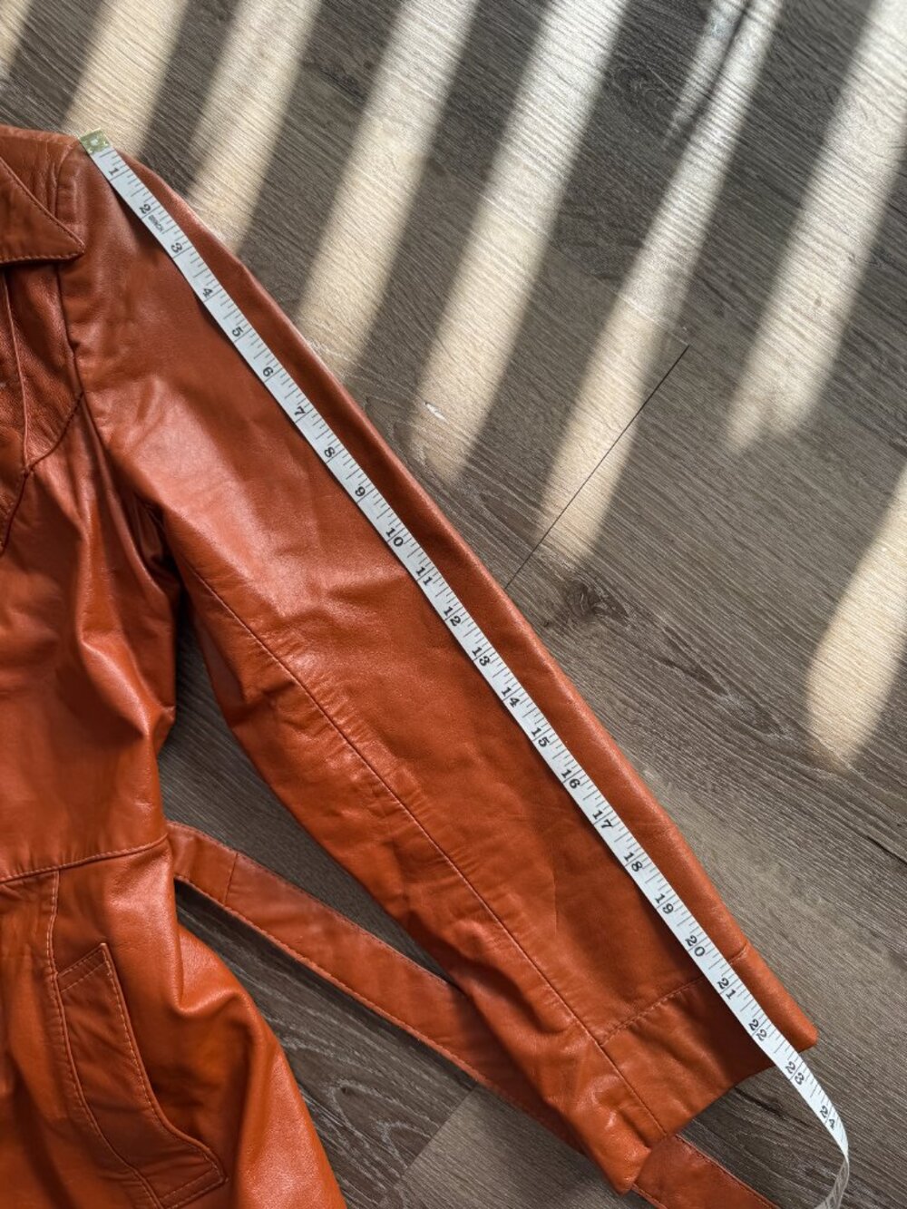 Vintage 1970s Reitmans Leather Jacket | Cognac Brown Western Boho Belted S - Picture 10 of 13